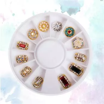 12 шт./колесо, украшение для ногтей из сплава, жемчуг, стразы, кристаллы, украшения для ногтей, украшения для ногтей