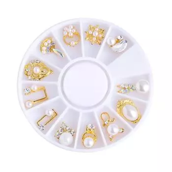 12 шт./колесо жемчужный сплав украшения для ногтей горный хрусталь украшение для ногтей украшение для ногтей
