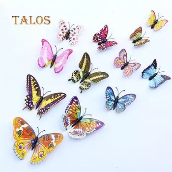 12 шт./компл. 3D бабочка светится в темноте магнитная наклейка на холодильник домашний декор декоративные принадлежности