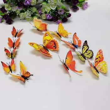 12 шт./компл. 3D наклейки на стену в форме бабочки, художественная наклейка, дизайн, наклейка для гостиной, домашнего декора 1