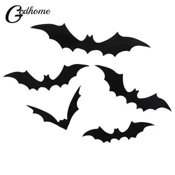 12 шт./компл. черный стикер стены Хэллоуина 3D стикер стены летучей мыши домашний декор стикер стены