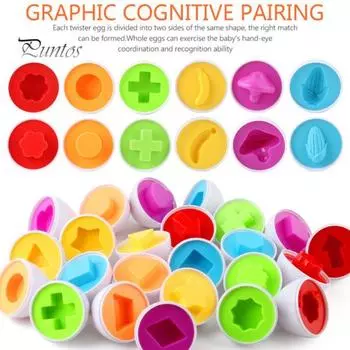 12 шт./компл., детская игрушка для сопоставления яиц, форма, номер, фрукт, овощ, динозавр, транспортное средство, цвет, дошкольное обучение, образовательная имитация, игра-сортировка яиц A