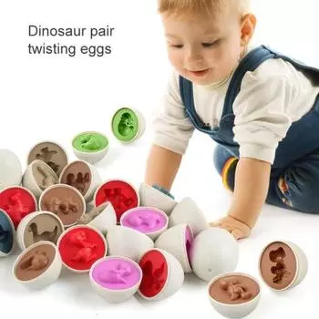 12 шт./компл. детские игрушки для игры в яйца, формы, номера, фрукты, овощи, динозавры, транспортные средства, цвета для дошкольников D