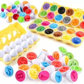 12 шт./компл. детские игрушки для сопоставления яиц, формы, номера, фруктов, овощей, динозавров, транспортных средств, цвета