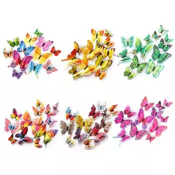 12 шт./компл. двухслойные 3D-наклейки для самостоятельного изготовления магнитов на холодильник для свадебного украшения Butterfly Stickers-E