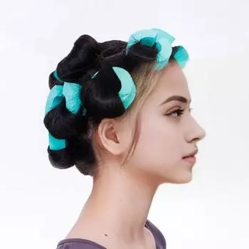 12 шт./компл. губка пушистые бигуди для волос C-образной формы без нагрева для женщин ночные бигуди для сна ленивые девушки влажные сухие короткие длинные волосы завивка инструменты для укладки S синий