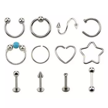 12 шт./компл. кольца в носу серьги козелка хряща серьги пирсинг украшения для тела
