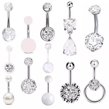 12 шт./компл. кольцо для пупка женское украшение для пирсинга пупка белый