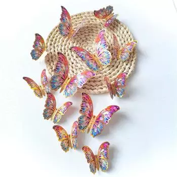 12 шт./компл. Красочные наклейки на стену в виде бабочек, креативные наклейки на стену, настенные декорации для дня рождения, самоклеящиеся наклейки для спальни F