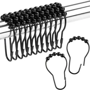 12 шт./компл. крючки для душевой занавески кольцо из нержавеющей стали скользящие вешалки для душевой занавески противоскользящие роликовые аксессуары для ванной комнаты серебряный