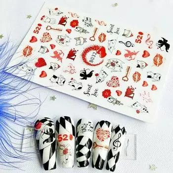 12 шт./компл. наклейки для ногтей, невыцветающие самоклеящиеся, отличная насыщенность, наклейки на День святого Валентина, сделай сам, дизайн, наклейки для маникюра