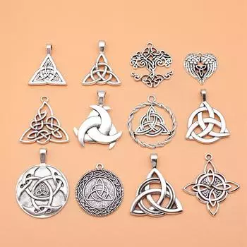 12 шт./компл. подвески с узлом Triquetra, принадлежности для ювелирных изделий, кулон для сотового телефона ручной работы