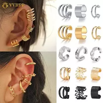 12 шт./компл. простые металлические серьги-бабочки для женщин, жемчужная бабочка, золотистая, серебряная цепочка, зажимы для ушей, ювелирные аксессуары 27