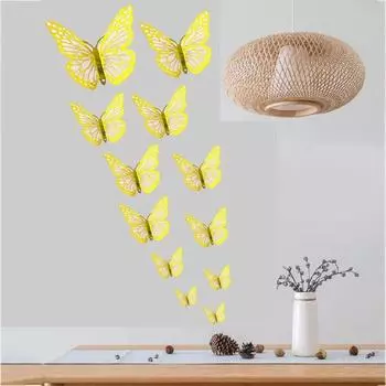 12 шт./компл. Простые в использовании имитационные украшения в виде бабочек, мультяшные 3D-бабочки, настенный декор