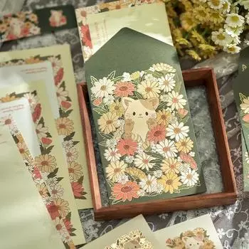 12 шт./компл., романтические конверты, записываемые буквы, бумажные герметичные наклейки, обложка для поздравительных открыток для свадебной вечеринки, школьные канцелярские принадлежности dog in sakura