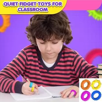 12 шт./компл. силиконовое сенсорное кольцо, игрушка для снятия стресса, текстурированная круглая игрушка-фиджет, портативная, для путешествий, для детей, подростков, взрослых, эластичная, успокаивающая, цветная игрушка-кольцо 1 Set