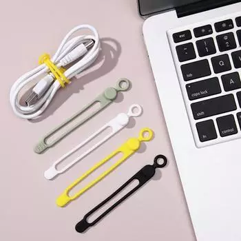 12 шт./компл. силиконовый кабельный хомут многоцелевой наушники телефон шнур питания связка крепежный ремень многоразовый эластичный органайзер для проводов обертка S