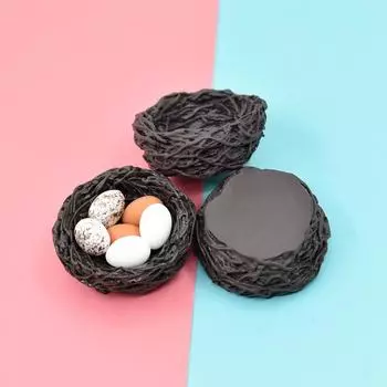 12 шт./компл., смоляное мини-птичье гнездо, яйцо, миниатюрные мини-фигурки «сделай сам», сказочный сад, кукольный домик, террариум с мхом, микропейзаж 10pcs egg(color random) разноцветный