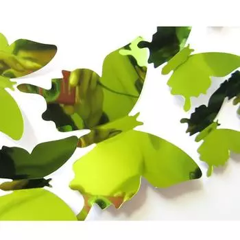 12 шт. / Компл. Современное 3D зеркало акриловая бабочка украшение дома DIY искусство наклейки на стену зелёный