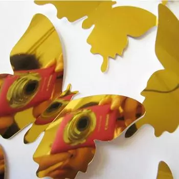 12 шт. / Компл. Современное 3D зеркало акриловая бабочка украшение дома DIY искусство наклейки на стену