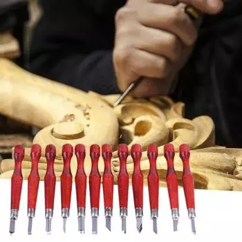 12 шт./компл., стамески для резьбы, эргономичные многоцелевые долота из нержавеющей стали, высокая прочность, стамески для резьбы по дереву, ручные инструменты