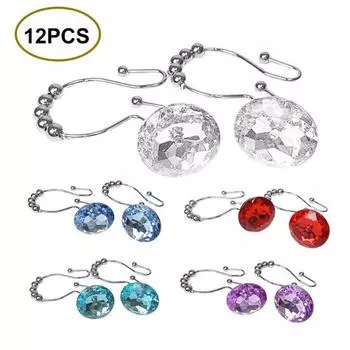 12 шт./компл. ванная комната Bling круглый акриловый горный хрусталь декоративный крючок для занавески для душа синий