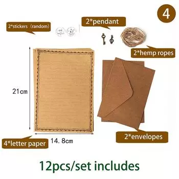 12 шт./компл. винтажные конверты из крафт-бумаги, набор бумаги для писем, блокнот для письма, приглашения