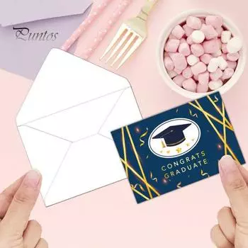 12 шт./компл. выпускные открытки с конвертами, блестящая кепка для выпускного, печать заготовок внутри поздравительных открыток, принадлежности для школьных вечеринок Sets