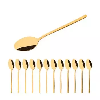 12 шт./компл., Золотая кофейная ложка, мини-чайные ложки из нержавеющей стали, сахарная десертная ложка, ложка для мороженого, супа, кухонные аксессуары серебряный