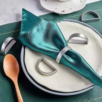 12 шт./комплект модный гальванизированный металлический держатель для салфеток элегантный золотисто-серебряный цвет полукруглое кольцо обеденный стол поставка серебряный