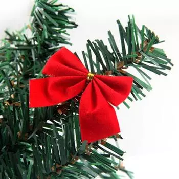 12 шт./комплект новогодних елочных бантов с красными бантами для украшения рождественской вечеринки и свадьбы золотистый/красный