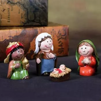12 шт./комплект, статуэтка «Рождение Иисуса», светодиодная подсветка, рождественские ясли, Иосиф, Дева Мария, волхвы, животные, статуэтка из смолы, настольное украшение
