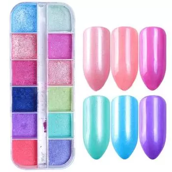 12 шт./кор. супер мелкая блестящая пудра для ногтей Diy блестящая краска для маникюра в стиле ар-деко