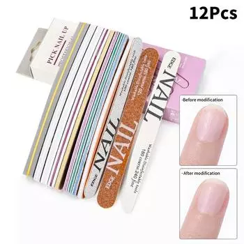 12 шт./коробка 80 100 150 180 220 пилочка для ногтей лунный стиль набор пилочек для ногтей профессиональные пилочки для ногтей