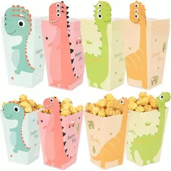 12 шт., коробка для попкорна с изображением динозавра, конфеты, печенье, упаковка, сумка для детей, животные в джунглях, украшения для дня рождения, поставки, детский душ 12pcs