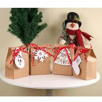 12 шт. крафт-бумага, пакеты для конфет, печенья, рождественские подарочные упаковочные пакеты, сумка для хранения на рождественскую новогоднюю вечеринку, товары для домашнего декора 24X19X2.4&Other арбуз красный