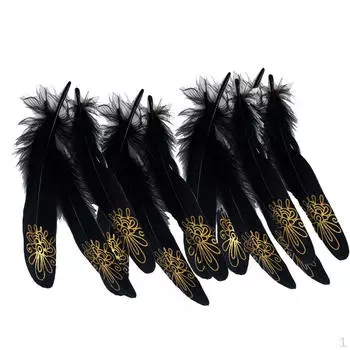 12 шт., красивое натуральное гусиное перо, 15-20 см/6-8 дюймов, черное украшение для дома для вечеринок