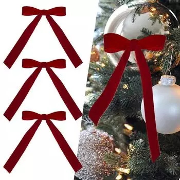 12 шт. Красные бархатные банты для украшения рождественской елки, венок, гирлянда, бархатные банты I7P1 Red-1set