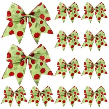 12 шт. красных и зеленых рождественских бантов для больших рождественских венков размером 6 дюймов, банты для елки, вязаные банты, ленты для венков, свадьба, вечеринка One Size