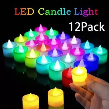12 шт. красочные светодиодные беспламенные свечи на батарейках, переключатели свечей, беспламенные свечи для свадьбы, дома, Рождества, декора белый