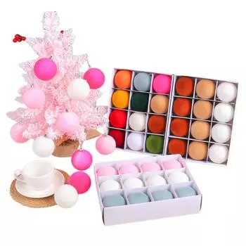 12 шт. красочных флокированных рождественских шаров 6 см, разноцветные рождественские украшения, шары для подарков и личного использования 6