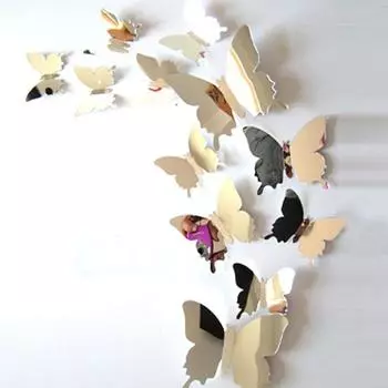 12 шт., креативная 3D зеркальная наклейка с бабочкой, съемная, сделай сам, домашний ТВ-фон, настенный декор для гостиной