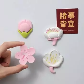 12 шт. креативная белая доска мультяшный магнитный стикер магнит на холодильник розовый цветок смоляные декоративные магниты на холодильник