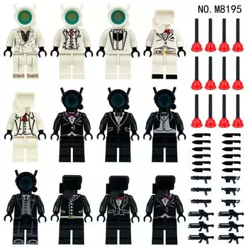 12 шт. Креативная серия Костюм Туалет Монитор Конструктор Игрушки