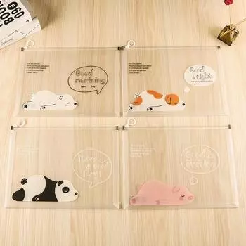 12 шт. креативная сумка для хранения документов с мультяшным принтом, трехмерная сумка для хранения бумаги на молнии, сумка для хранения контрактов(Свинья3+ Собака3+ Белый медведь3+ Панда3) 12pcs