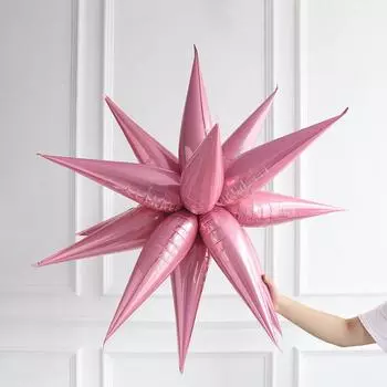 12 шт. Креативные шары-звезды, перламутровые, конусообразные, из фольги, новые шары из алюминиевой фольги розовый