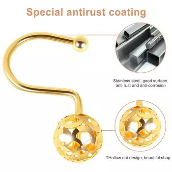 12 шт. крючки для душевой занавески металлические кольца для ванной декоративные вешалки для душевой занавески нержавеющие крючки для душа