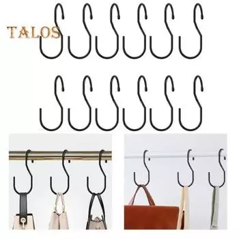 12 шт. крючки для одежды в шкафу, антидеформированные для хранения, отличная несущая способность, хорошая чашка, вешалки для лопаты для приготовления пищи, помощник для домашнего хранения чёрный