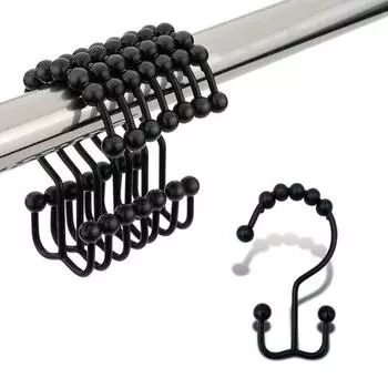 12 шт. крючки для занавесок для душа, нержавеющие, устойчивые к коррозии, прочные несущие металлические двойные кольца для занавесок для душа, карниз для штор серебряный