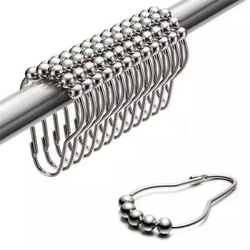 12 шт., крючки для занавесок для душа, кольца из нержавеющей стали, инструмент для скользящего крючка на роликах для ванны 12 pcs